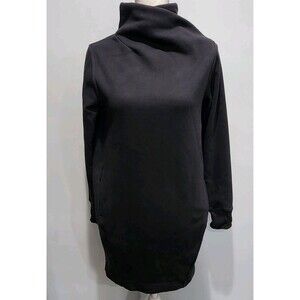 Athleta Women Black Cozy Karma Funnel High Neck Sweater Dress Size XS Pocket
